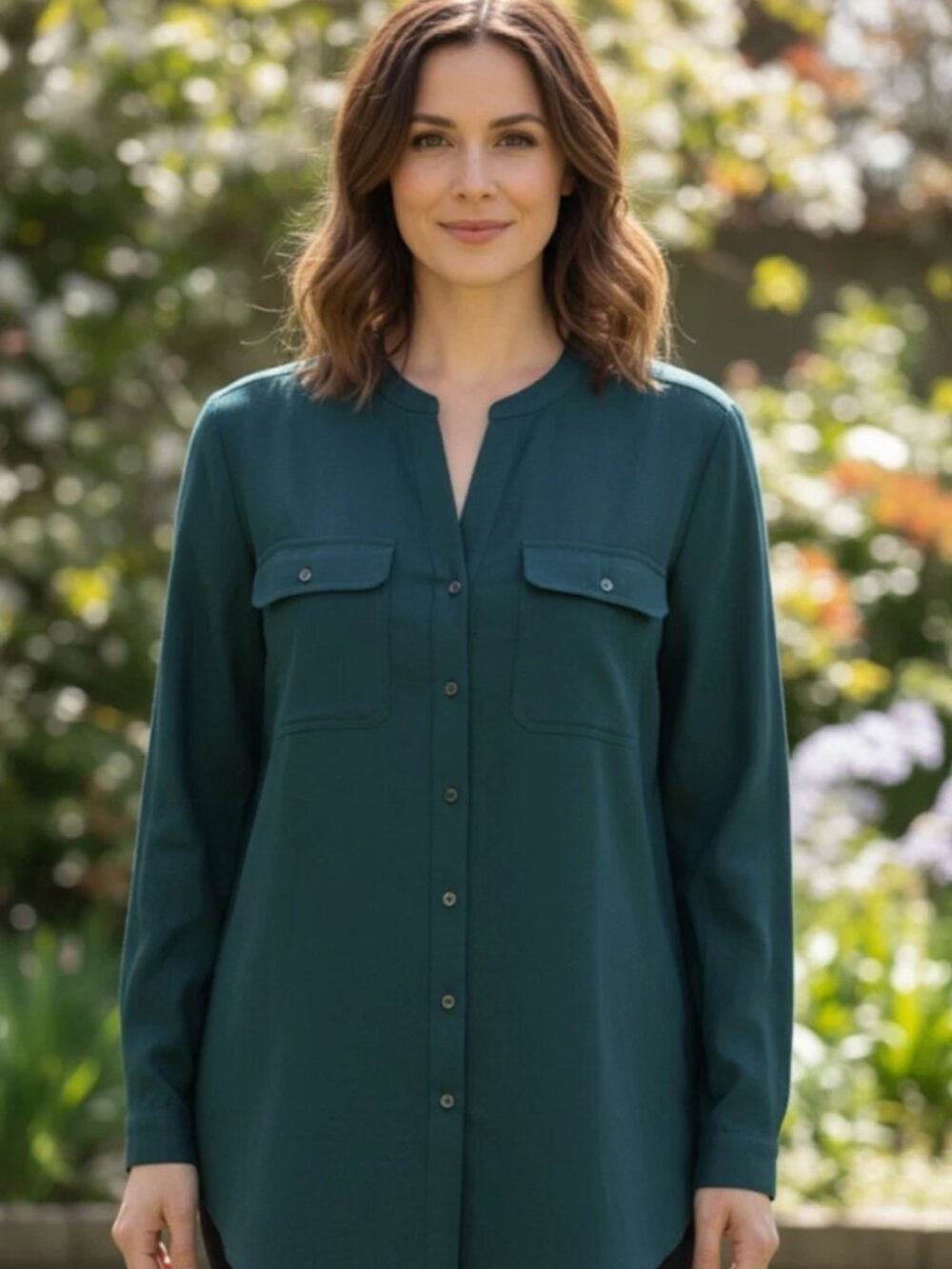 Gap women's Henley shirt dark green $54 price new with tags size Medium NWT